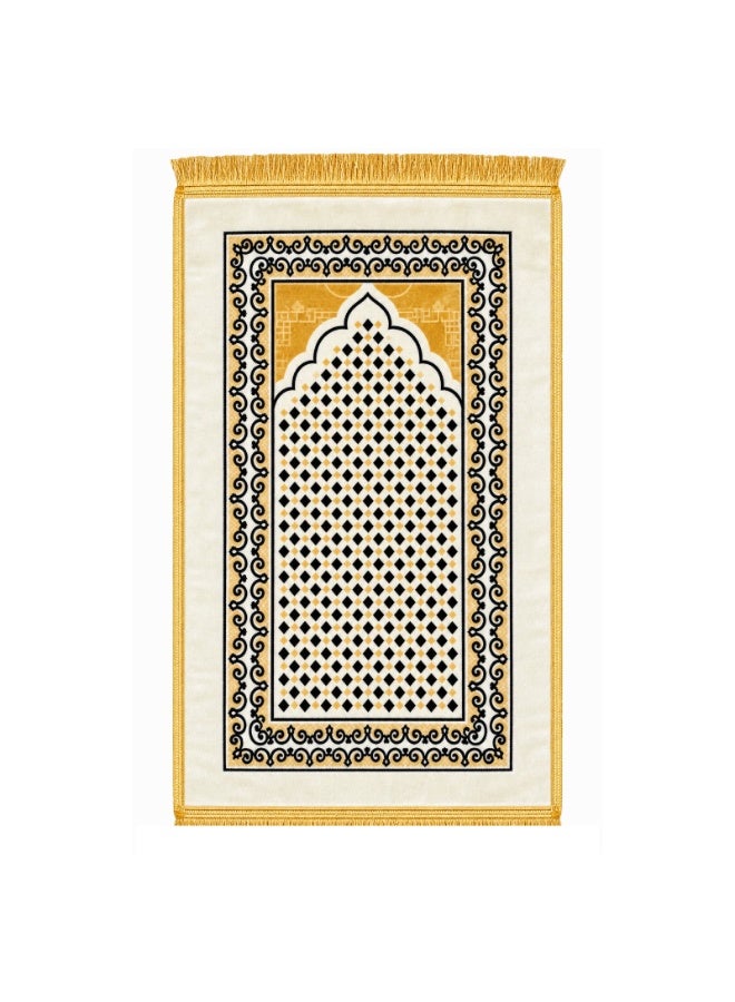لاكوز سجادة صلاة إسلامية فاخرة (70 × 110 سم) - ناعمة ومريحة، تتميز بنقشة محراب أنيقة وأطراف مزينة بشراشيب، ومصنوعة من نسيج متين مع قاعدة مانعة للانزلاق؛ مناسبة للمنزل والمسجد والسفر - متعددة الألوان. - Image 1