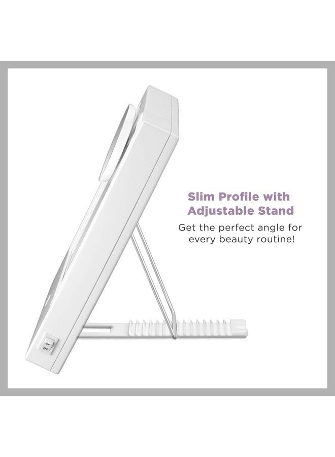 CONAIR Lighted Makeup Mirror With 5X Spot Magnification Led Vanity Mirror 1X 5X Magnifying Mirror Tabletop Mirror Corded In Glossy White - Image 4