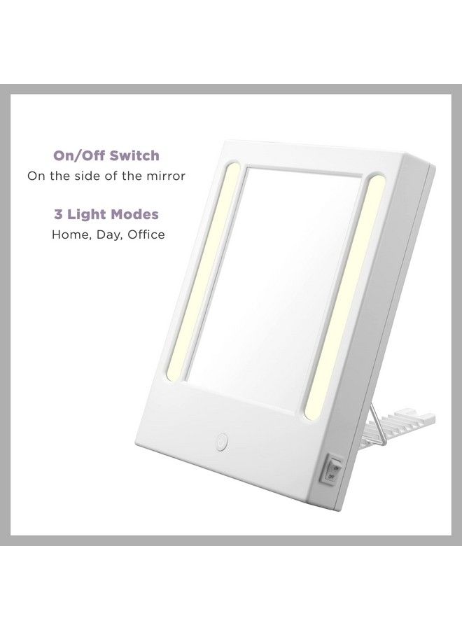 CONAIR Lighted Makeup Mirror With 5X Spot Magnification Led Vanity Mirror 1X 5X Magnifying Mirror Tabletop Mirror Corded In Glossy White - Image 3
