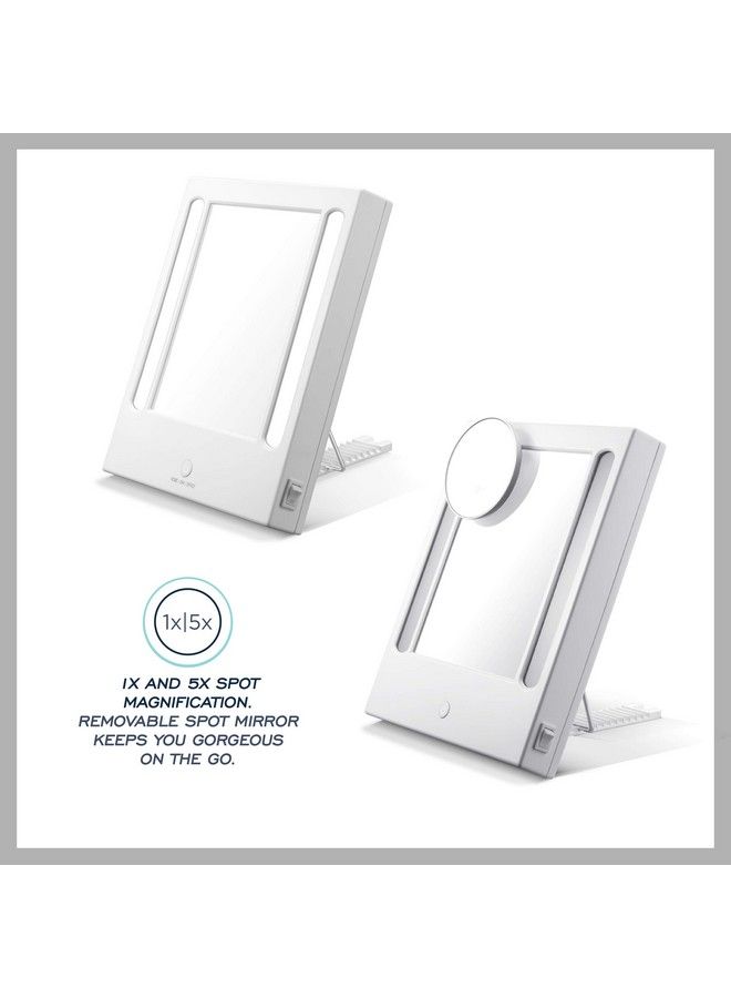 CONAIR Lighted Makeup Mirror With 5X Spot Magnification Led Vanity Mirror 1X 5X Magnifying Mirror Tabletop Mirror Corded In Glossy White - Image 5