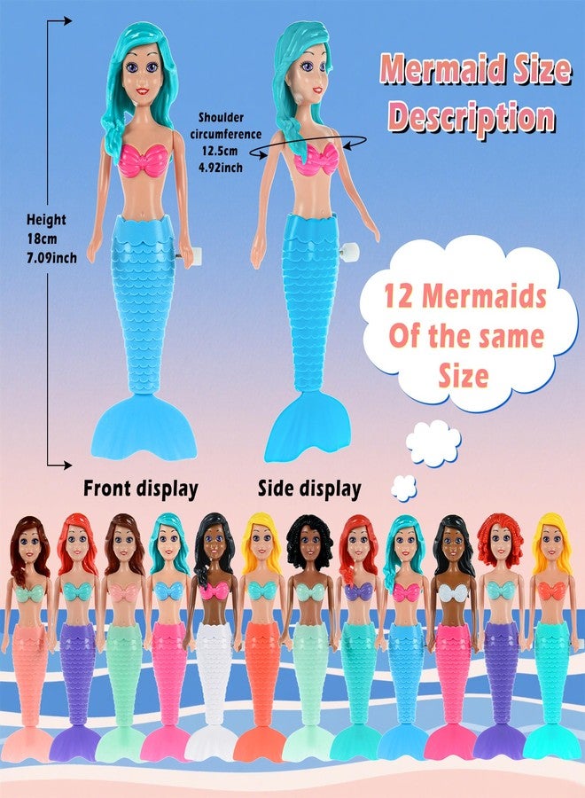 dollbie 12-Pack Wind-Up Mermaid Bath Toys for Kids -Toddler Bath Toys for Kids Moving Tail Priness Doll Diverse Hair Colors & Styles Mermaids, Swimming Pool Party Favors - Image 3