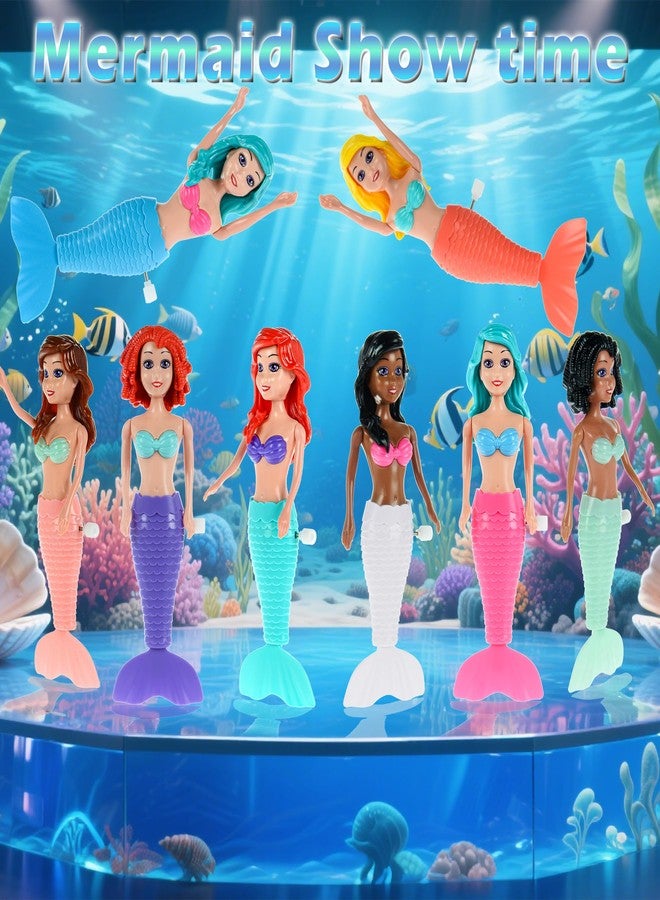 dollbie 12-Pack Wind-Up Mermaid Bath Toys for Kids -Toddler Bath Toys for Kids Moving Tail Priness Doll Diverse Hair Colors & Styles Mermaids, Swimming Pool Party Favors - Image 5