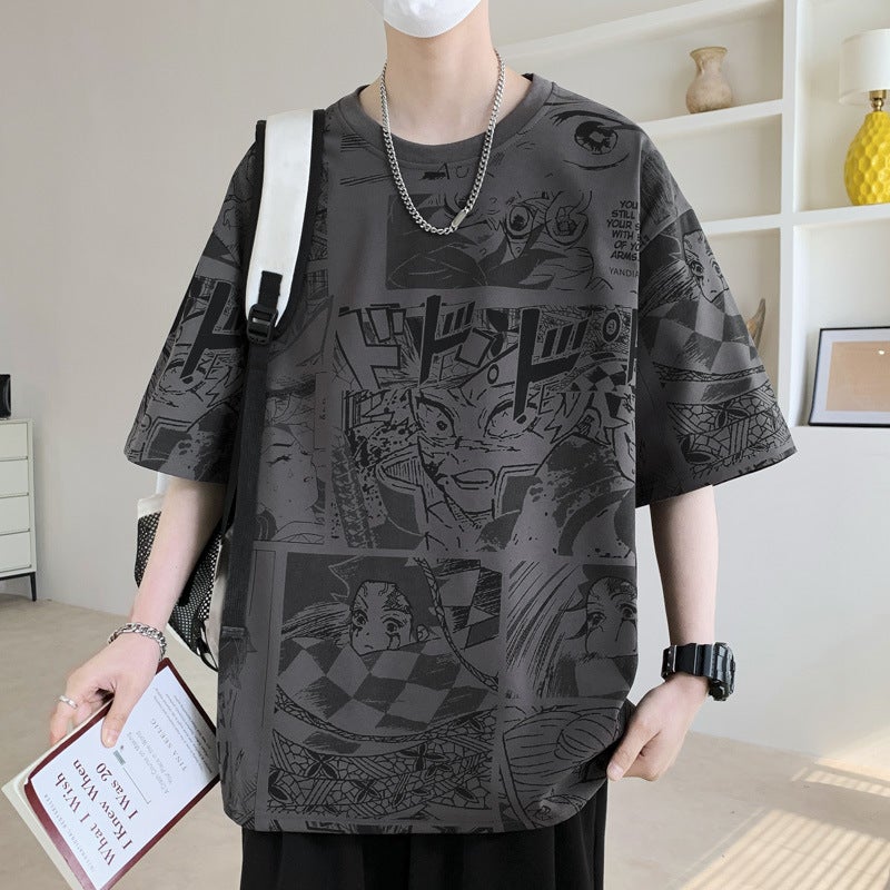 Station Men'S Summer Letter Printing Short Sleeve Men'S Neutral T-Shirt Street Fashion Brand Casual Jacket - Image 1