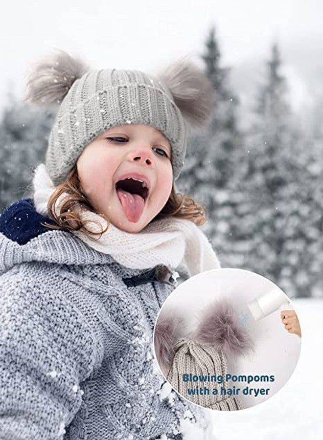 Malvina Toddler Double Pom Pom Beanie Baby Girl Winter hat Warm Soft Toddler Cap Cute Kids Knitted Beanie for Baby Boys (Pack of 1) (7-12Years)(Grey) - Image 3