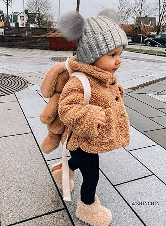 Malvina Toddler Double Pom Pom Beanie Baby Girl Winter hat Warm Soft Toddler Cap Cute Kids Knitted Beanie for Baby Boys (Pack of 1) (7-12Years)(Grey) - Image 4