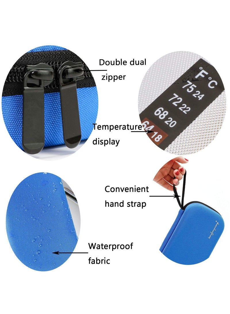 Insulin Cooler Case with Temperature Display - Waterproof EVA Hardshell Insulated Bag for Diabetics, Includes 3 Ice Packs for Safe Medication Transport (Blue) - Image 2