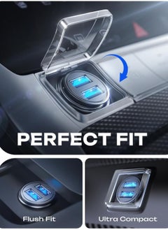 bull Fast Car Charger Quick Charging 2.4A/12W Phone USB Adapter Rapid Plug 2 Port Charger Flush Compatible Samsung Tablet iPhone iPad LG Automobile Charger (Black)  - Image 3