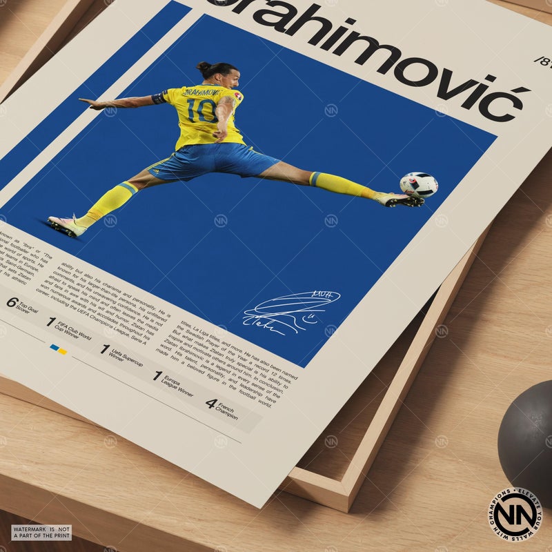 TNESSENTIAL Zlatan Ibrahimovic Poster, Swedish Footballer, Soccer Gifts, Sports Poster, Football Player Poster, Soccer Wall Art, Sports Bedroom Posters - Image 5