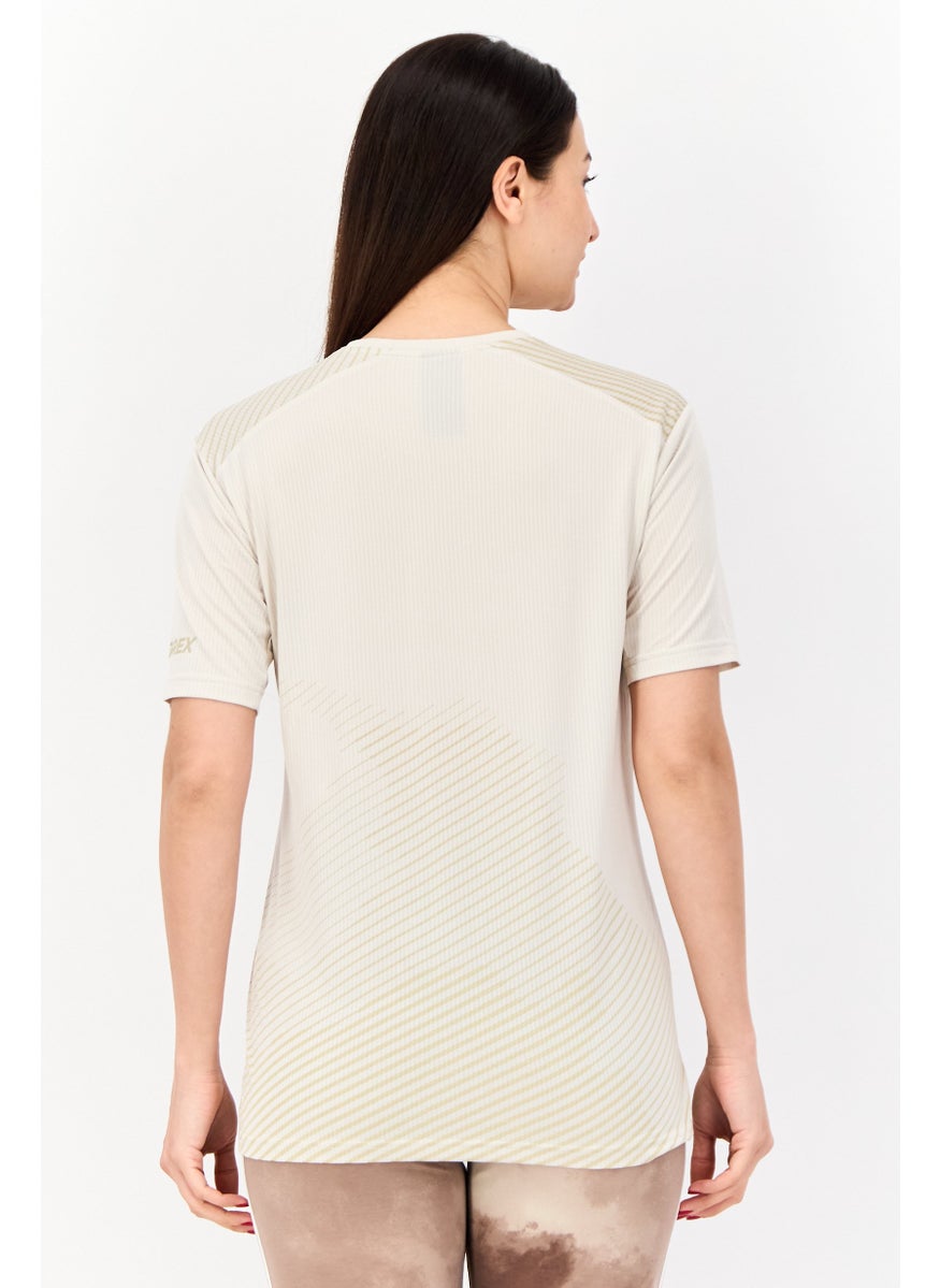 Adidas - Women Sportswear Fit Terrex Short Sleeves Training T-Shirt, Beige - Image 1
