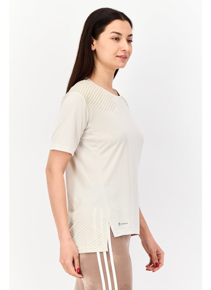 Adidas - Women Sportswear Fit Terrex Short Sleeves Training T-Shirt, Beige - Image 1