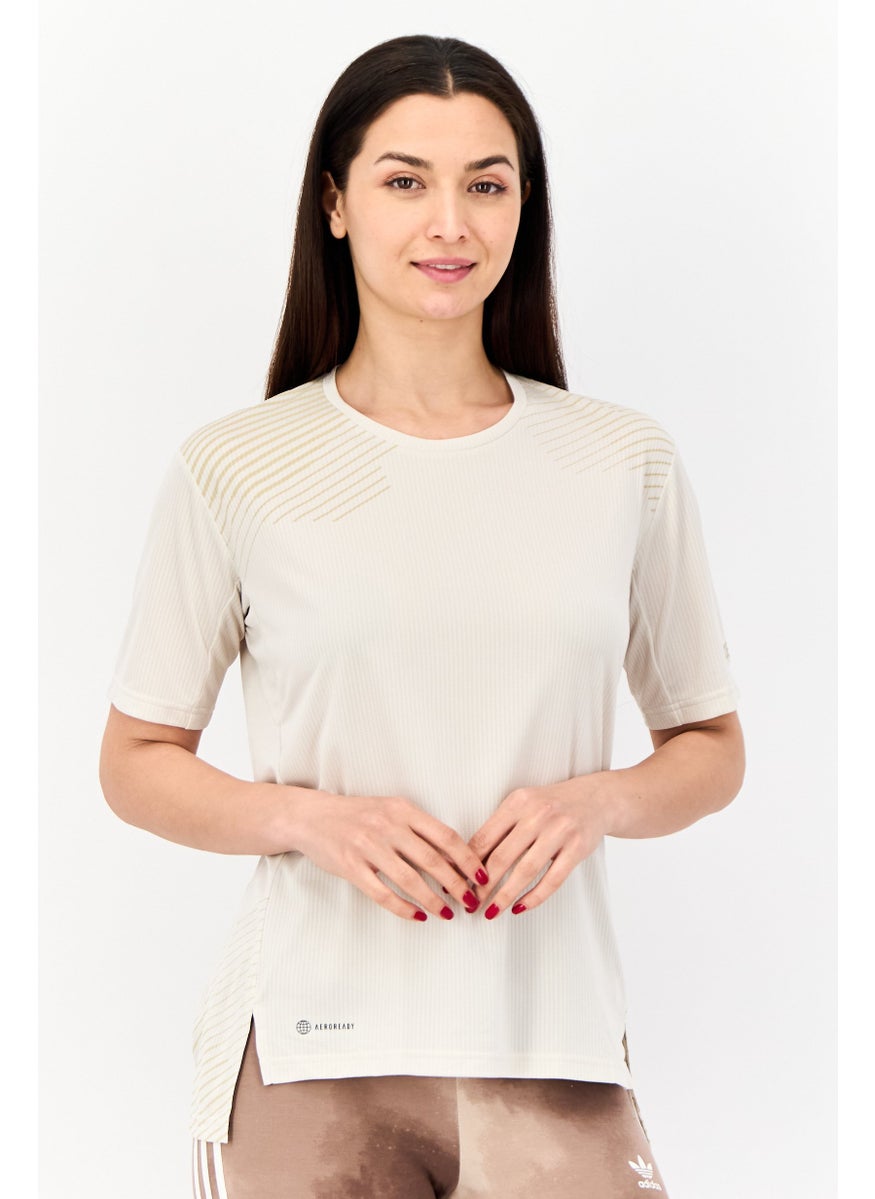 Adidas - Women Sportswear Fit Terrex Short Sleeves Training T-Shirt, Beige - Image 1