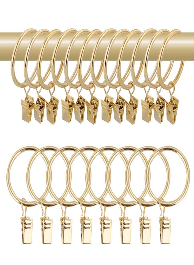 Wision 40 Pcs 1.5" Metal Curtain Rings with Clips, Drapery Hanging Rings Clips for Tension Rod Bracket Eyelets Decorative Hangers, Gold - Image 1