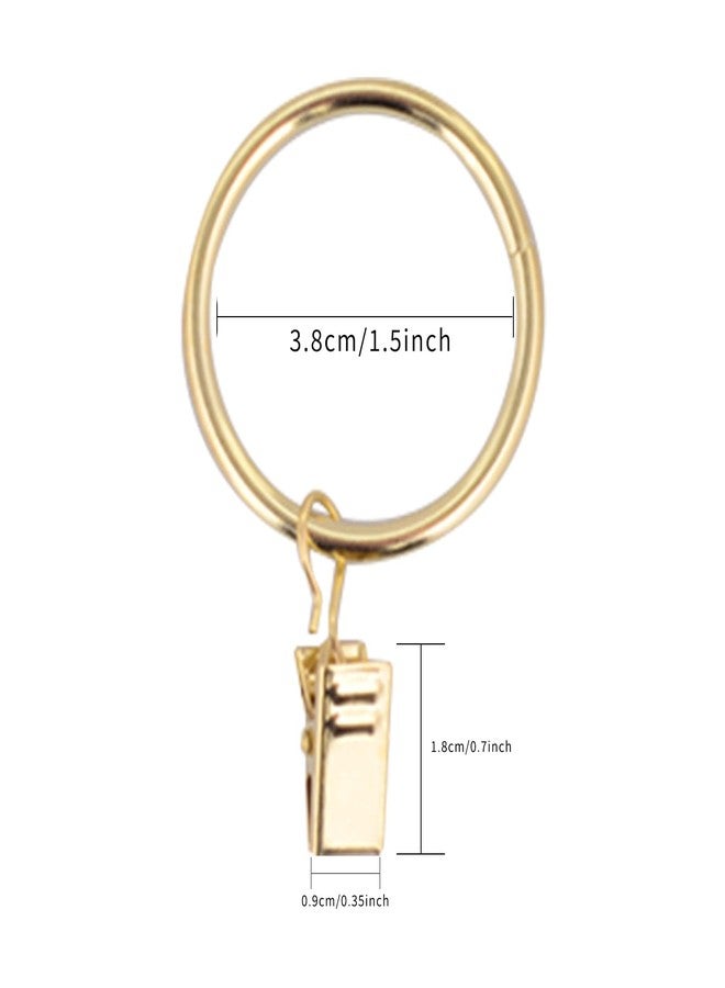 Wision 40 Pcs 1.5" Metal Curtain Rings with Clips, Drapery Hanging Rings Clips for Tension Rod Bracket Eyelets Decorative Hangers, Gold - Image 5