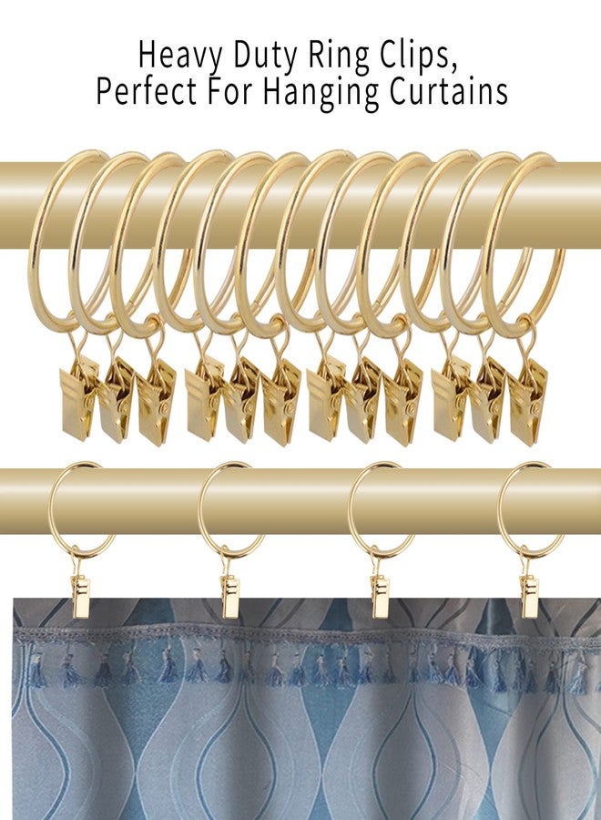 Wision 40 Pcs 1.5" Metal Curtain Rings with Clips, Drapery Hanging Rings Clips for Tension Rod Bracket Eyelets Decorative Hangers, Gold - Image 3