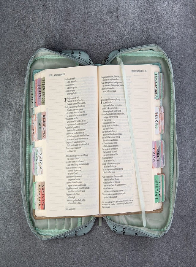 DiverseBee Bible Cover with Handles, Zippered Bible Carrying Case for Men and Women, Bible Tote Bag for Kids, Bible Book Cover, Bible Accessories, Christian Gifts 7.5 x 10 x 2.5in (Noble Words) - Image 2