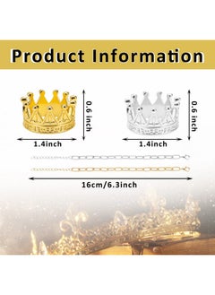 Mtlee 8 Pieces Lizard Crown Necklace Set Bearded Dragon Crown and Chain Gold and Silver Alloy Reptile Clothes Accessories Lizard Photo Props for Bearded Dragons Iguana Amphibians and Other Small Animals  - Image 2