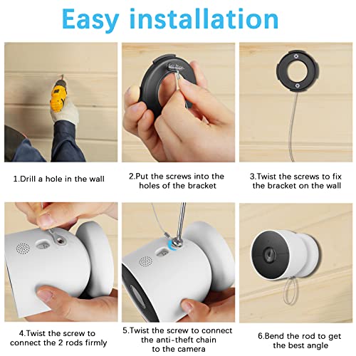 HOLACA Anti-Drop and Anti-Drop Security Chain for Google Nest Cam Battery- Extra Security for Your Google Nest Cam Battery Camera - Image 5
