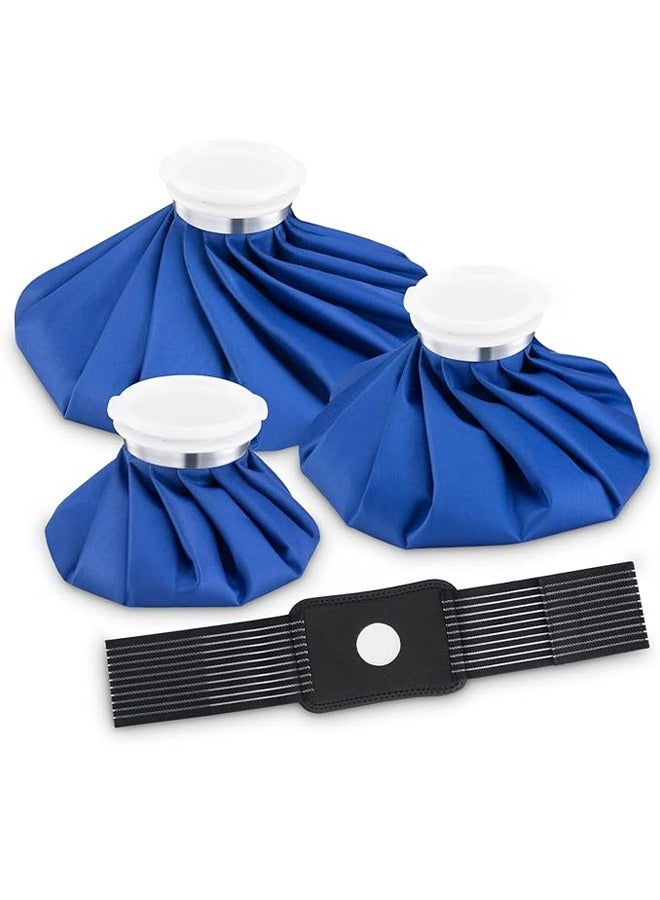NIBEMINENT Ice Cold Pack Reusable Ice Bags Hot Water Bag for Injuries, Hot & Cold Therapy and Pain Relief with Elastic Breathable Support Wrap, 4-Pack, 3 Sizes (6"/9"/11"), (for Hot Therapy is 50-60℃)  - Image 1
