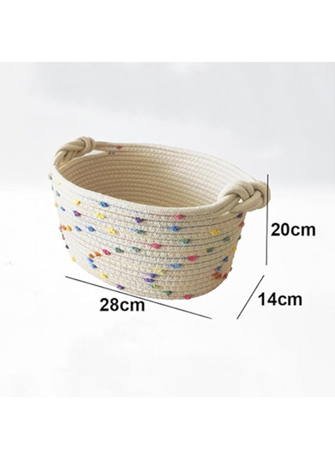 Generic Color Dot Storage Basket Woven Desktop Snacks Toys Storage Basket Sundry Underwear Storage Keys Organizer Storage Boxes  - Image 1