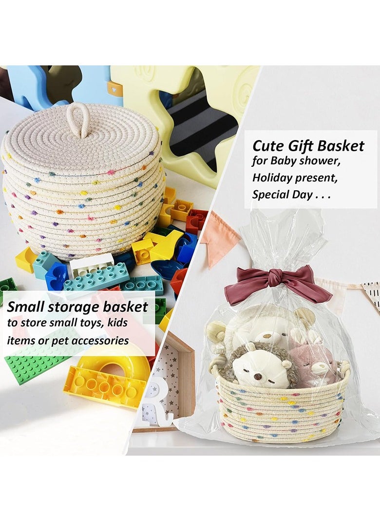 Generic Color Dot Storage Basket Woven Desktop Snacks Toys Storage Basket Sundry Underwear Storage Keys Organizer Storage Boxes  - Image 2