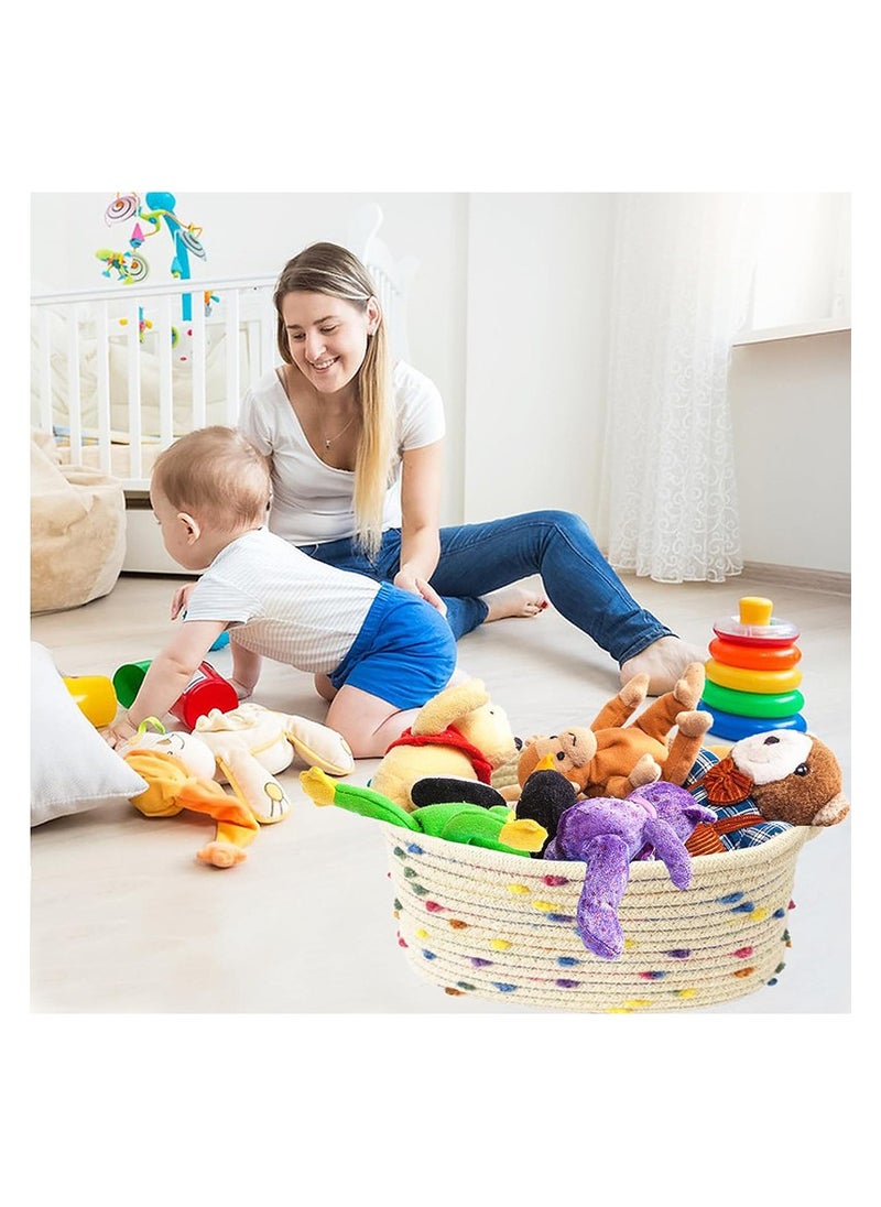 Generic Color Dot Storage Basket Woven Desktop Snacks Toys Storage Basket Sundry Underwear Storage Keys Organizer Storage Boxes  - Image 3