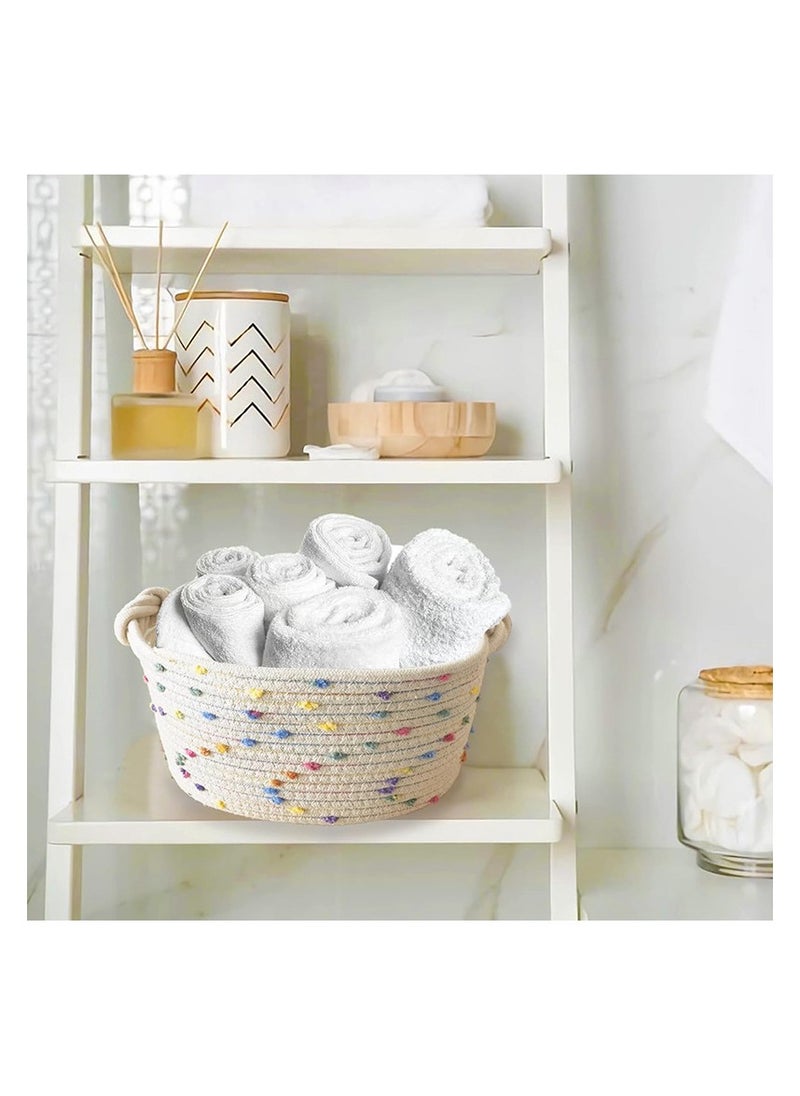 Generic Color Dot Storage Basket Woven Desktop Snacks Toys Storage Basket Sundry Underwear Storage Keys Organizer Storage Boxes  - Image 4