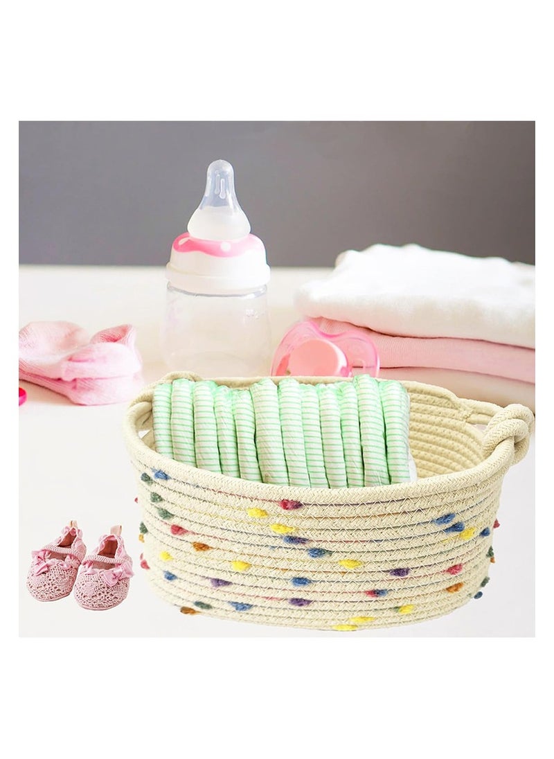 Generic Color Dot Storage Basket Woven Desktop Snacks Toys Storage Basket Sundry Underwear Storage Keys Organizer Storage Boxes  - Image 5
