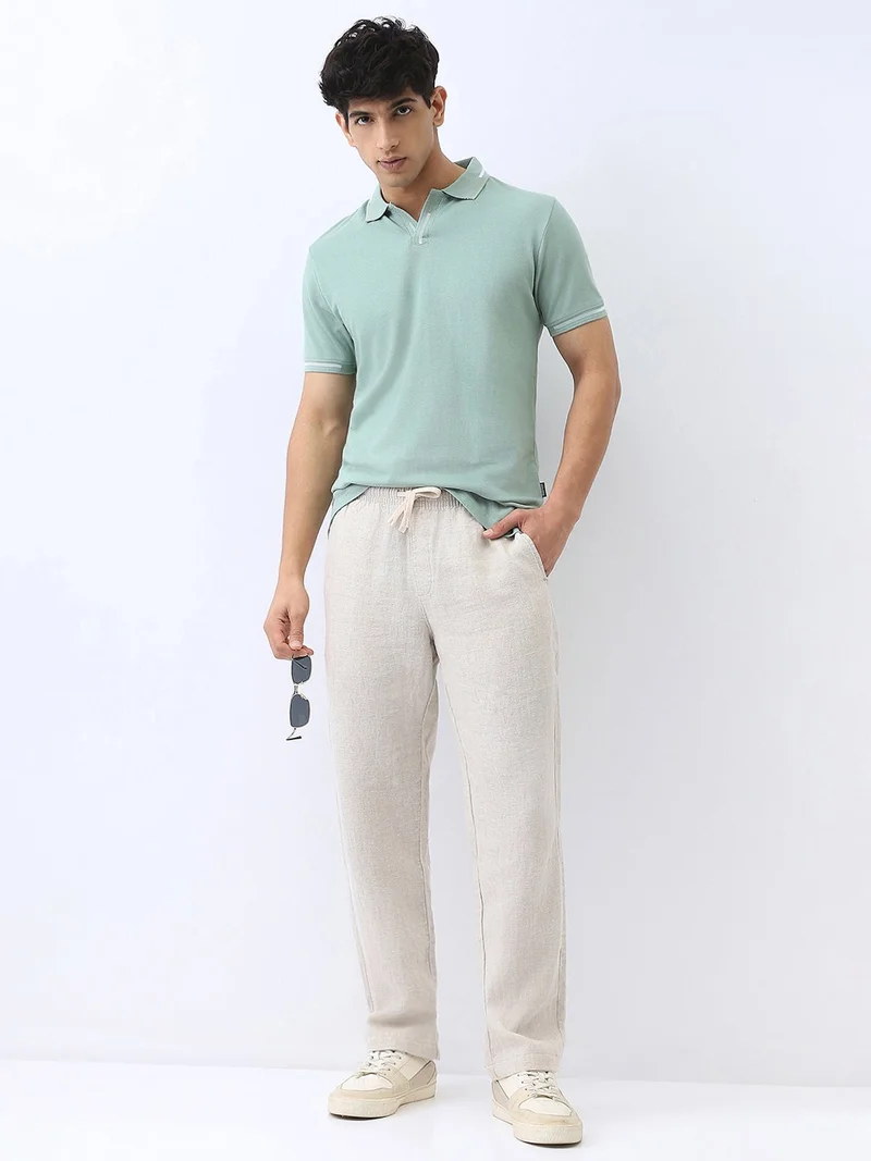 Urbano Fashion  Urbano Fashion Men's Granite Green Solid Regular Fit Half Sleeve Cotton Polo T-Shirt  | Best Price UAE