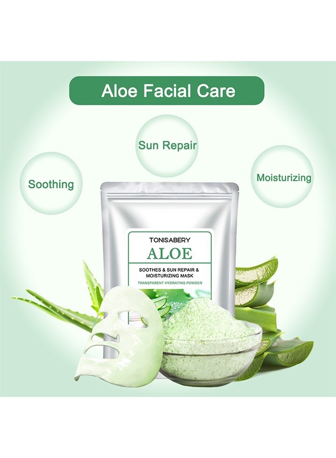 تونيزابري قناع الألوة لتهدئة البشرة وإصلاح أضرار الشمس وترطيبها، مسحوق مرطب شفاف، مسحوق قناع الوجه القابل للإزالة بالألوة فيرا لتهدئة أضرار الشمس وإصلاح وترطيب الوجه، مسحوق قناع وجه مرطب ومغذي شفاف للرجال والنساء 20 جم - Image 2
