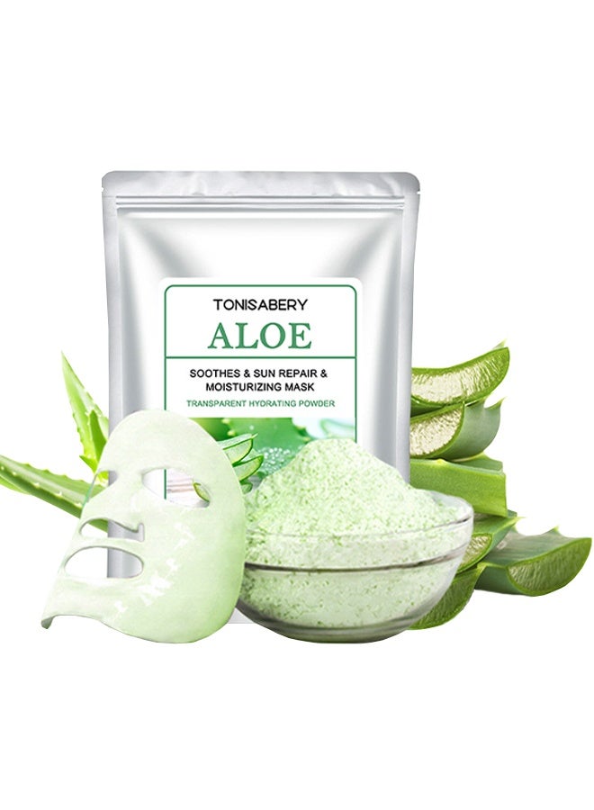 تونيزابري قناع الألوة لتهدئة البشرة وإصلاح أضرار الشمس وترطيبها، مسحوق مرطب شفاف، مسحوق قناع الوجه القابل للإزالة بالألوة فيرا لتهدئة أضرار الشمس وإصلاح وترطيب الوجه، مسحوق قناع وجه مرطب ومغذي شفاف للرجال والنساء 20 جم - Image 1
