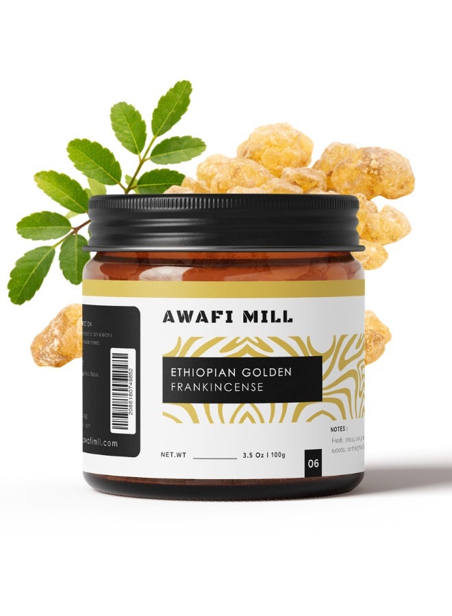 أباميك AWAFI MILL راتينج البخور الذهبي الإثيوبي (اللبان) 100 جرام (3.5 أونصة) - عبوة من 5 | دموع اللبانوم لشعلات الفحم والبخور - Image 1