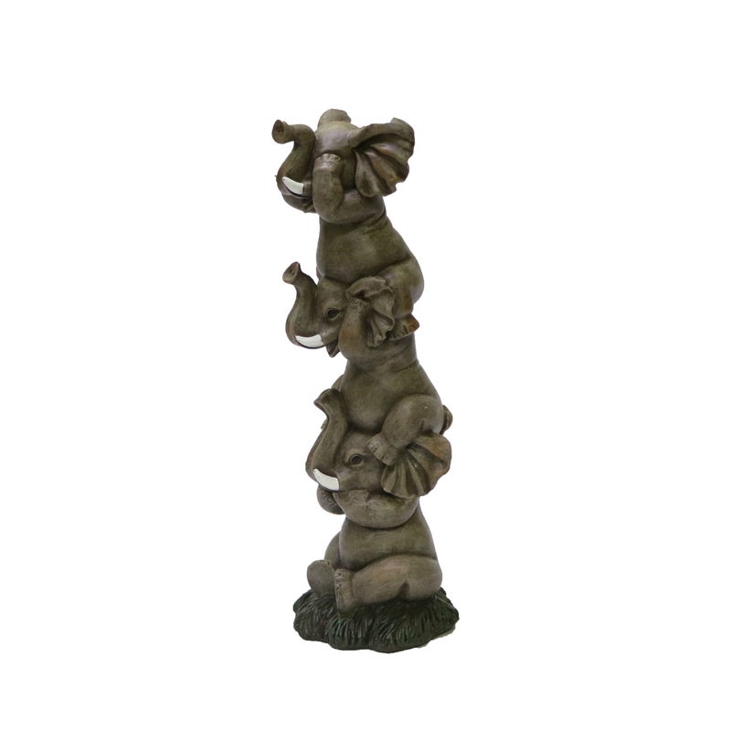 Nature's Mark See Hear Speak No Evil Elephants Totem Statue 9"" Tall Jungle Safari Wildlife Acrobatic Elephants Figurine Decor Sculpture Pole Resin Home Decorative Accent (Gray) - Image 3