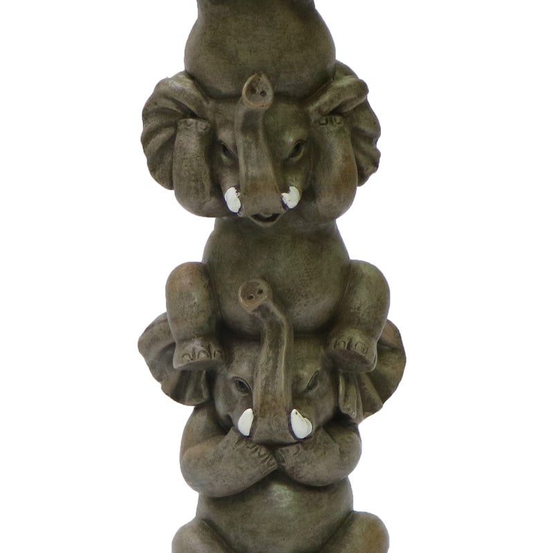 Nature's Mark See Hear Speak No Evil Elephants Totem Statue 9"" Tall Jungle Safari Wildlife Acrobatic Elephants Figurine Decor Sculpture Pole Resin Home Decorative Accent (Gray) - Image 5