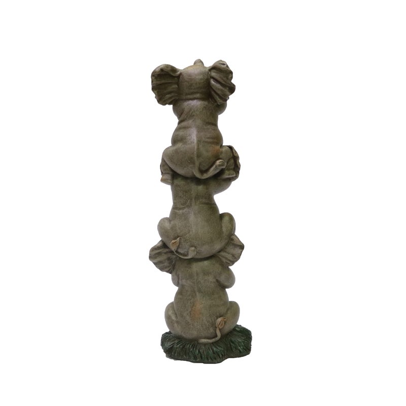 Nature's Mark See Hear Speak No Evil Elephants Totem Statue 9"" Tall Jungle Safari Wildlife Acrobatic Elephants Figurine Decor Sculpture Pole Resin Home Decorative Accent (Gray) - Image 4