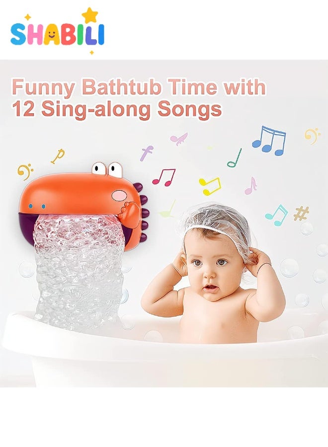 شبيلي لعبة ديناصور حمراء فقاعات الاستحمام للأطفال – ماكينة فقاعات للأطفال للبانيو مع موسيقى وتثبيت قوي – تصدر أغاني مرحة – لعبة استحمام بشكل ديناصور للبنات والأولاد من عمر 1 2 3 سنوات – هدية وقت الاستحمام - Image 2