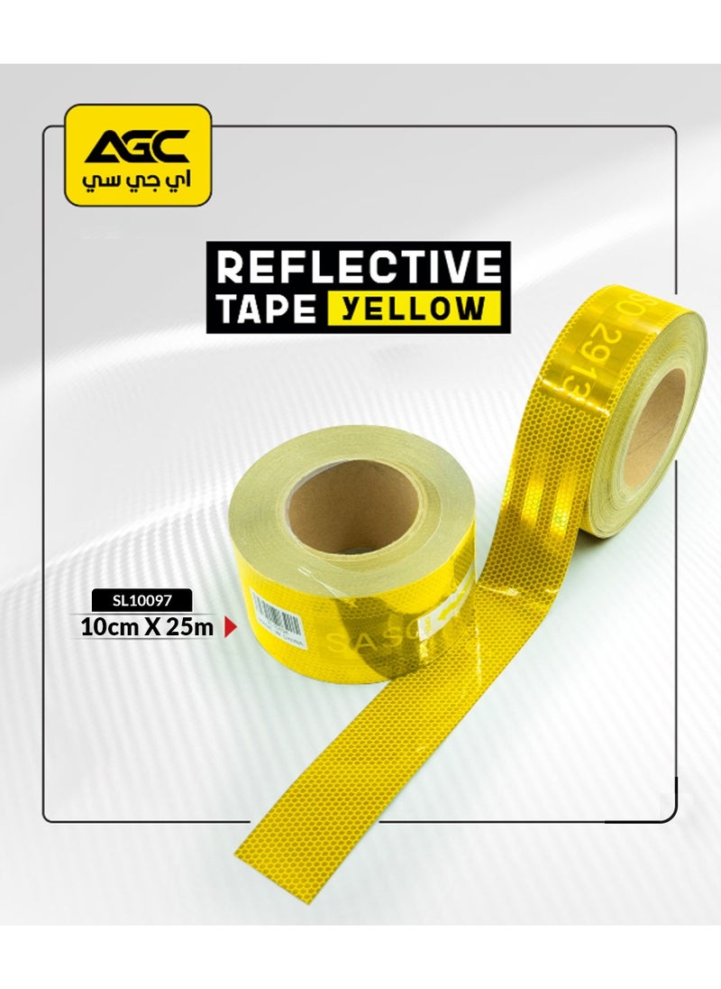 Agc - AGC Premium Quality 25 Meter X 10cm reflective Sticker  Conspicuity Tape for Truck Trailers Shining Truck Reflective Tape SASO 2913 - Image 1