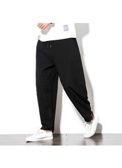 Loose Mens Linen Pants Low Waist Harlan Style Casual Long Trousers Cotton Linen Lantern Pants Trendy Straight Leg Trousers Black [K13] version