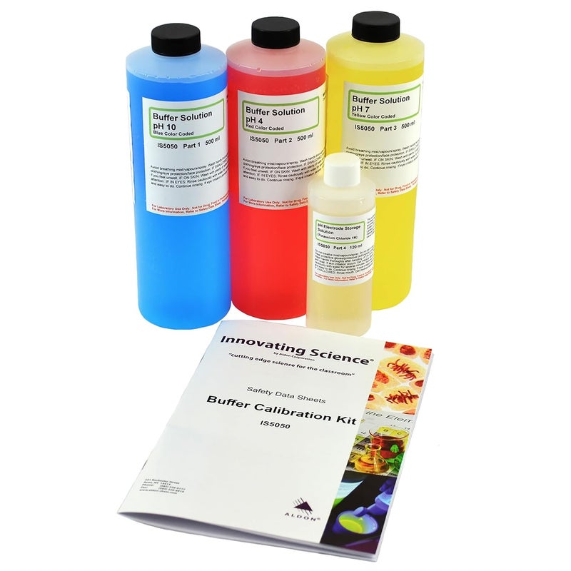 ALDON Innovating Science pH Buffer Calibration Kit - Includes pH 4, 7, 10 Solutions and KCl Storage Solution - Image 1