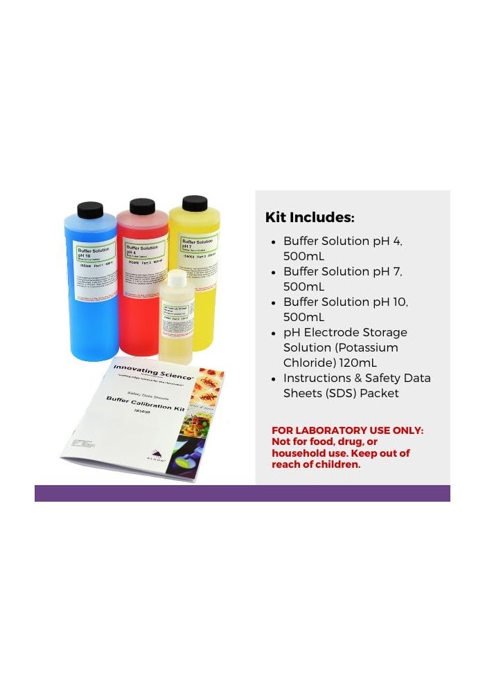 ALDON Innovating Science pH Buffer Calibration Kit - Includes pH 4, 7, 10 Solutions and KCl Storage Solution - Image 3