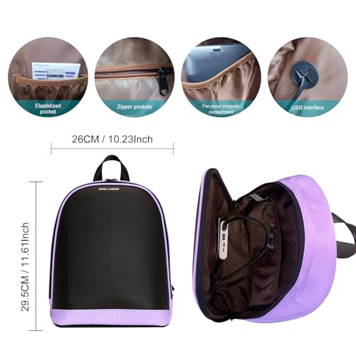 Crelander LED Backpack, 12 inch Small Laptop Backpack with Programmable Screen Smart Dynamic Fashion Shoulder Bag for Women Daily Use Cycling Travel Daypack App Control, (purple) - Image 3