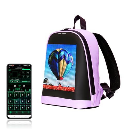 Crelander LED Backpack, 12 inch Small Laptop Backpack with Programmable Screen Smart Dynamic Fashion Shoulder Bag for Women Daily Use Cycling Travel Daypack App Control, (purple) - Image 1