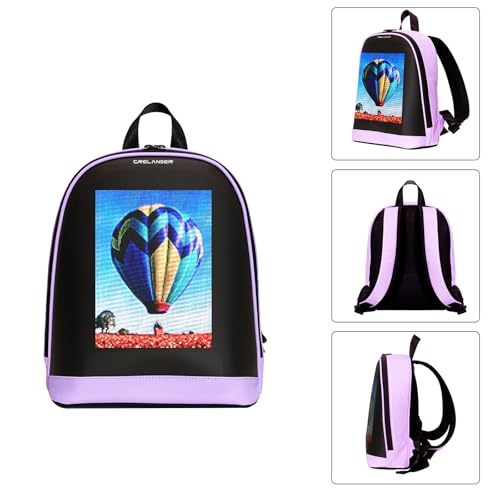 Crelander LED Backpack, 12 inch Small Laptop Backpack with Programmable Screen Smart Dynamic Fashion Shoulder Bag for Women Daily Use Cycling Travel Daypack App Control, (purple) - Image 4