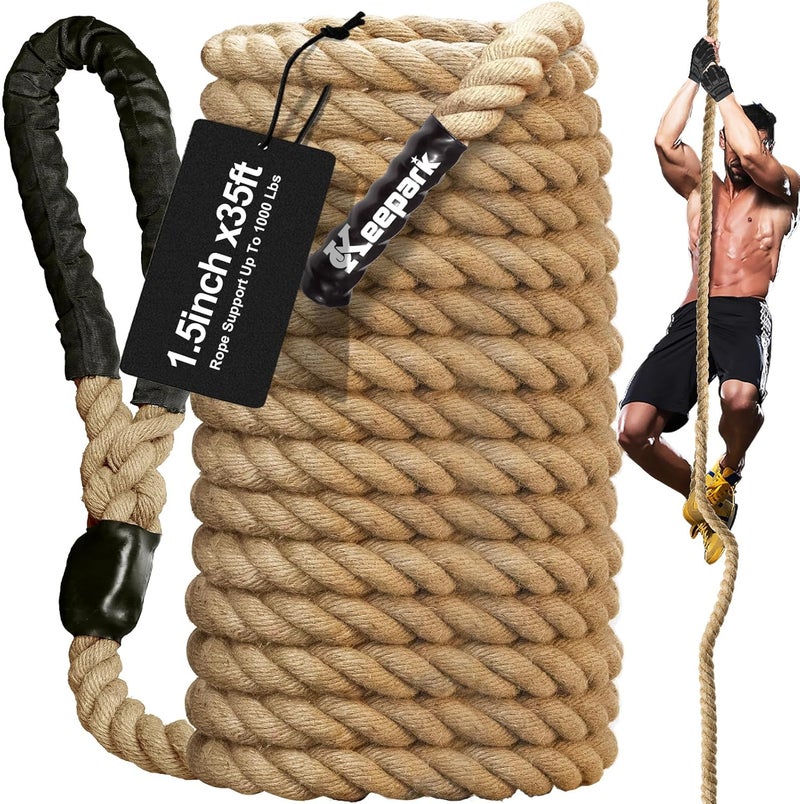 Keepark Store Climbing Rope 1.5 Inch Diameter 10FT 15FT 20FT 25FT 30FT 35FT Gym Climbing Rope for Fitness & Strength Training, Workout Exercises Climbing Rope for Adults Kids Outdoor or Home Indoor - Image 1