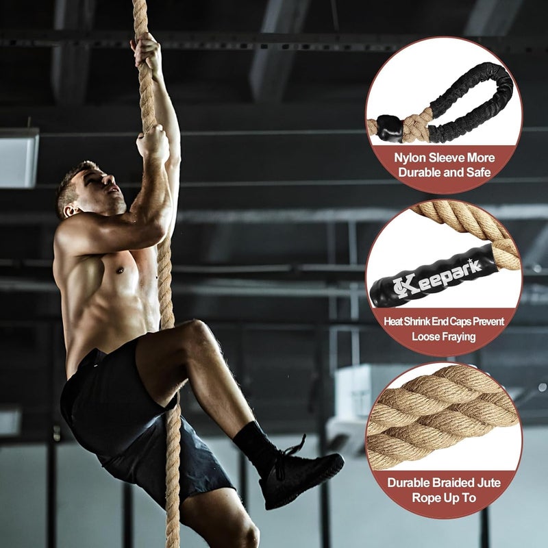 Keepark Store Climbing Rope 1.5 Inch Diameter 10FT 15FT 20FT 25FT 30FT 35FT Gym Climbing Rope for Fitness & Strength Training, Workout Exercises Climbing Rope for Adults Kids Outdoor or Home Indoor - Image 5