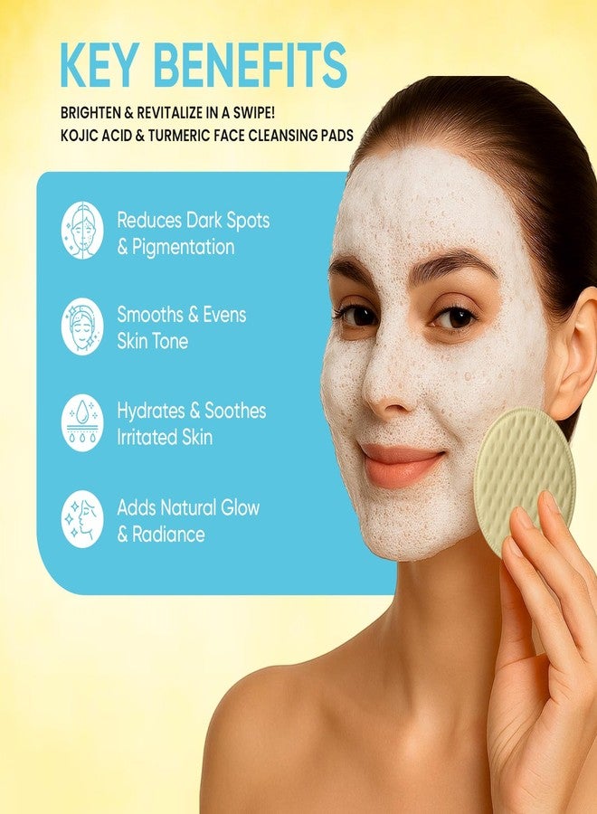 Twasa Kojic Acid & Turmeric Face Cleansing Pads (60 Pads) | Fades Dark Spots, Skin Brightening & Tan Removal | With Glycolic Acid | Skin Care Product For Men & Women | (Pack of 1) - Image 2