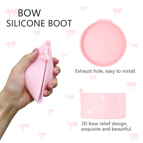 HIUSITY Bow Silicone Boot for Owala 32oz, Anti-Slip Protective Sleeve Bottom Bumper Protector for FreeSip, Twist, and Flip Stainless Steel Water Bottles Accessories,Dishwasher Safe and BPA Free-Pink - Image 4