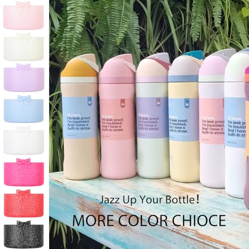HIUSITY Bow Silicone Boot for Owala 32oz, Anti-Slip Protective Sleeve Bottom Bumper Protector for FreeSip, Twist, and Flip Stainless Steel Water Bottles Accessories,Dishwasher Safe and BPA Free-Pink - Image 5