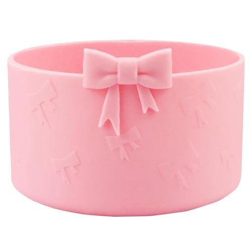 HIUSITY Bow Silicone Boot for Owala 32oz, Anti-Slip Protective Sleeve Bottom Bumper Protector for FreeSip, Twist, and Flip Stainless Steel Water Bottles Accessories,Dishwasher Safe and BPA Free-Pink - Image 1
