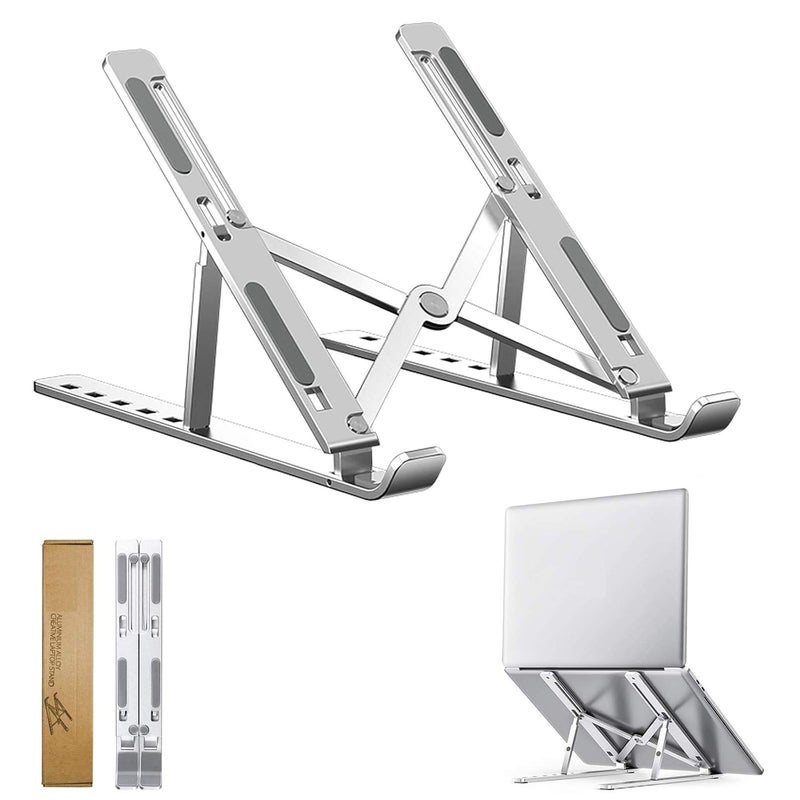 ERHETUS Ergonomic Aluminum Laptop Stand for Table Universal Height Adjustable Lapdesks Compatible with All Laptops Tablets up to 157 inch - Image 1
