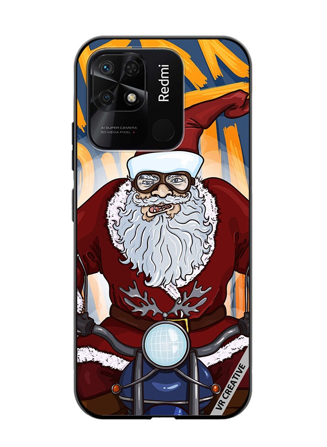 VR CREATIVE Protective Case Cover For Xiaomi Redmi 10C Cartoon Christmas Postcard Santa Claus On Motorcycle Design Multicolour - Image 1